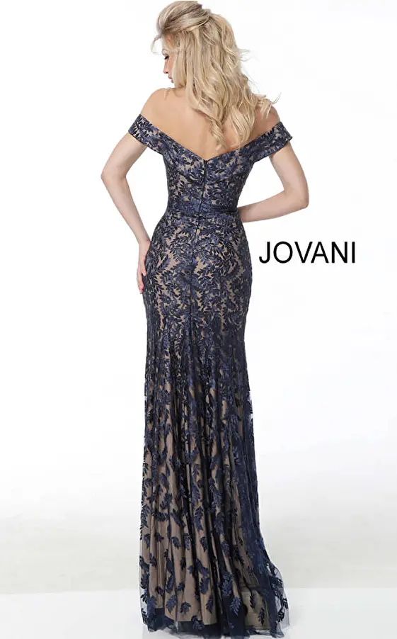 Jovani 49634 Off the Shoulder Embroidered Mother of the Bride Dress